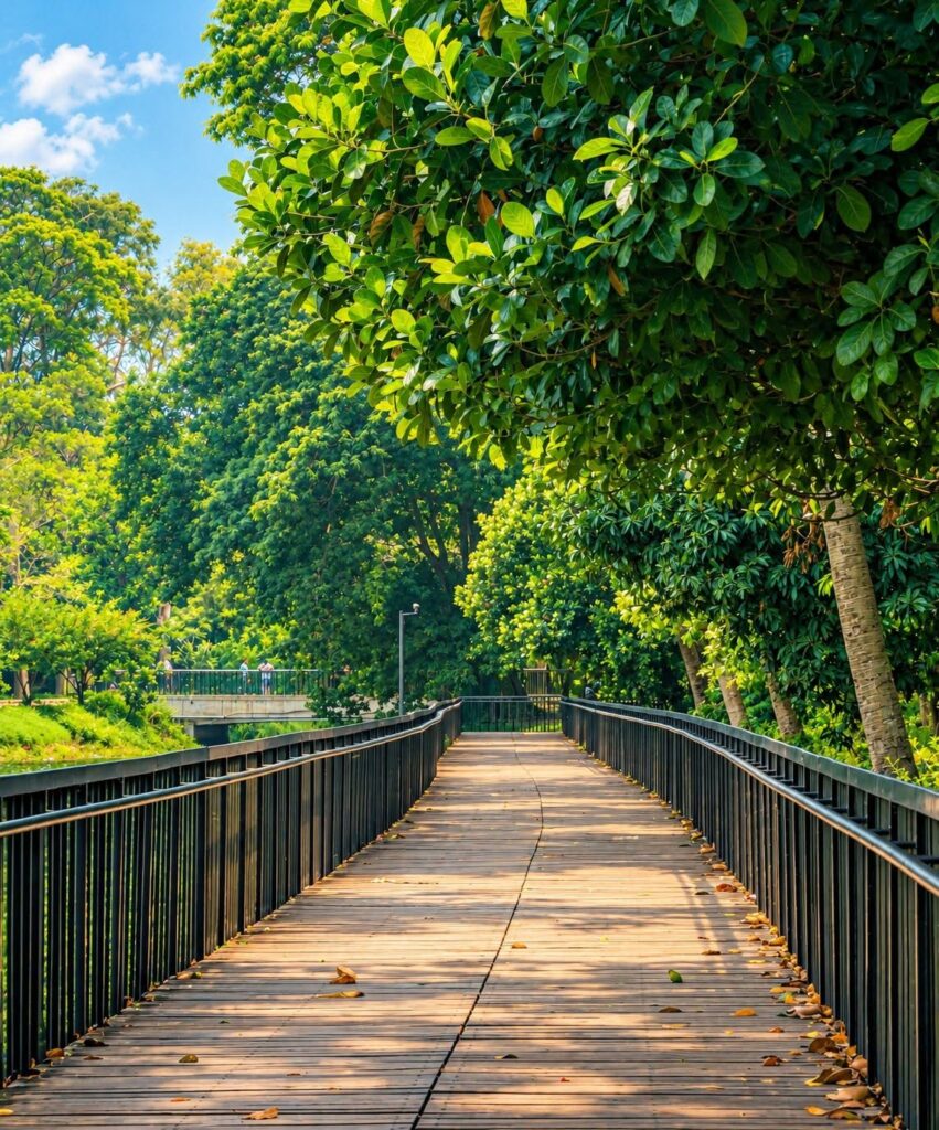 রমনা পার্কের লেকের ওপর তৈরি কাঠের সেতু